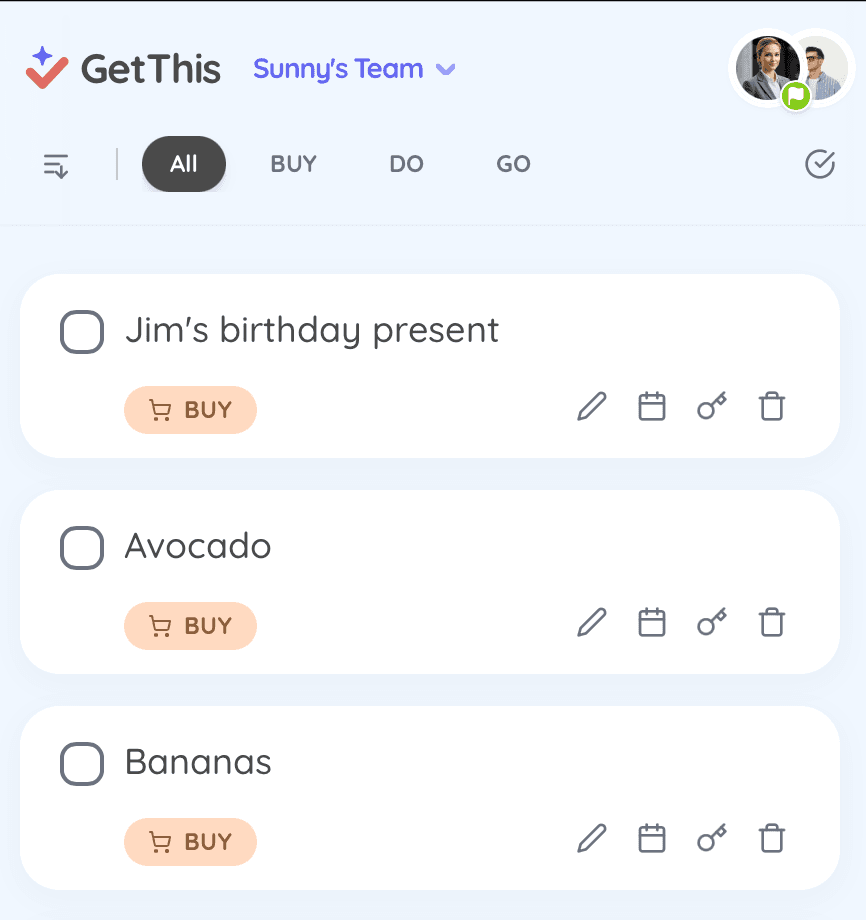 GetThis with Family & Team: Start Collaborating